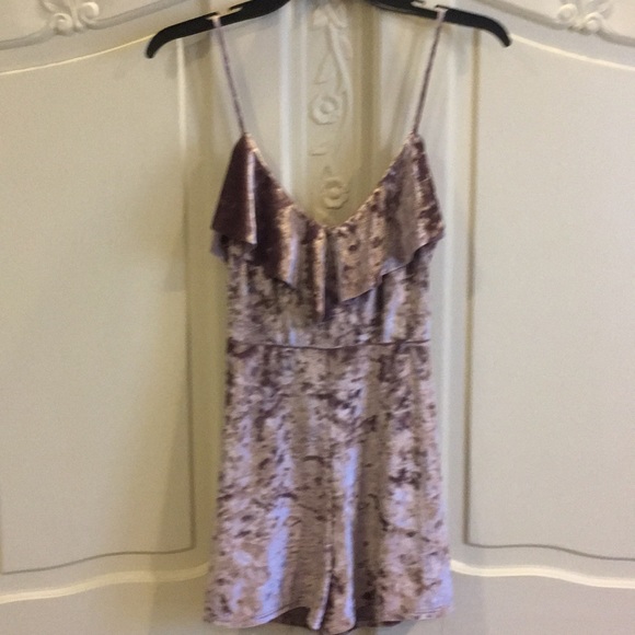 Urban Outfitter Crushed Velvet Ruffle Romper - Picture 5 of 7